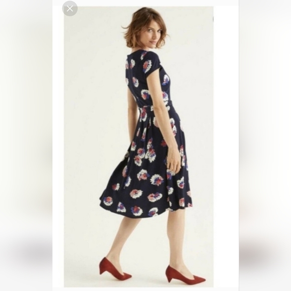 Boden Aida Blue Floral Ponte Belted Fit & Flare Dress Size 10R(US. - Picture 5 of 9